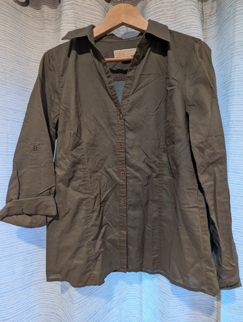 Michael Kors Olive Button-Front Shirt - 10